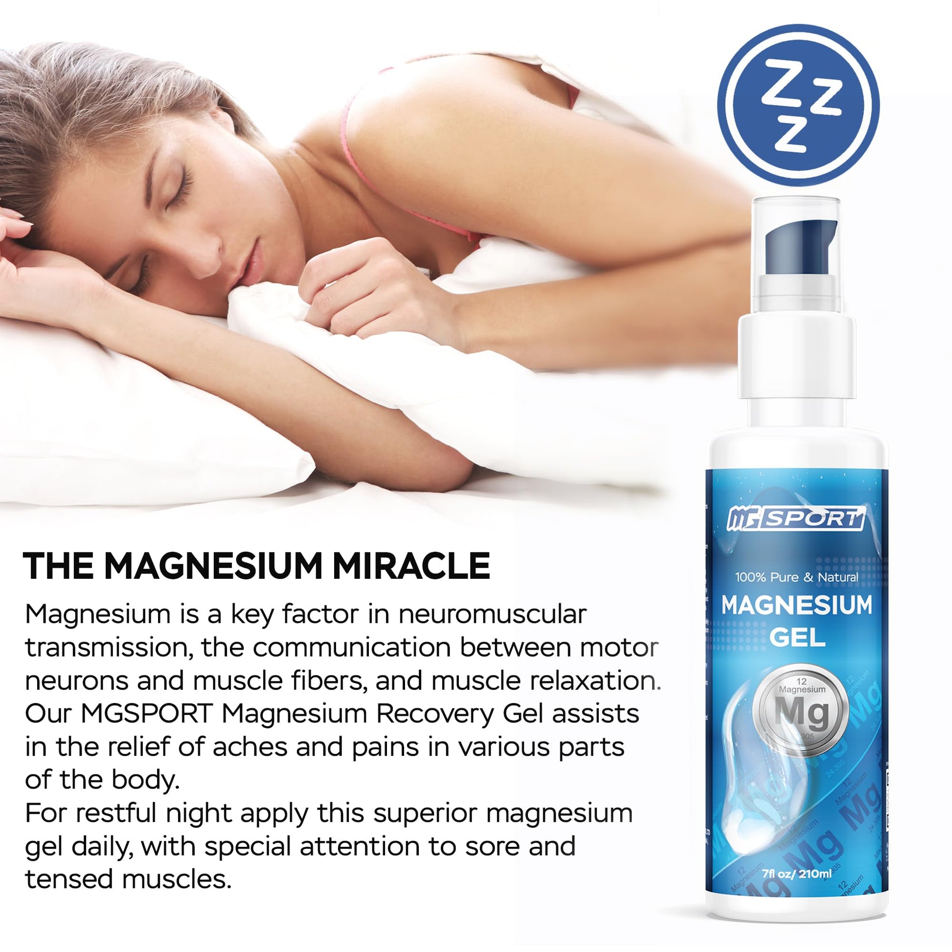 MgSport Magnesium Gel Dead Sea Magnesium - Gentle Topical Gel for Leg Cramps and Muscle Recovery Without Stinging - 20% More Potency Than Magnesium Oil Sprays - 1,000 Pumps - Maple Wellness Supplements