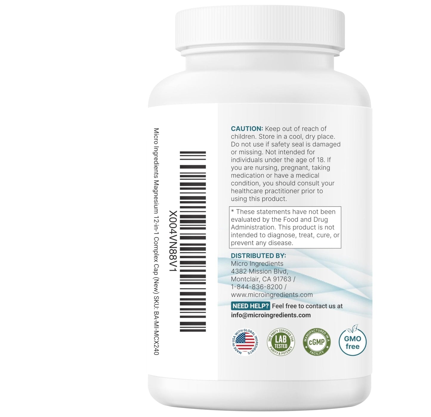 Micro Ingredients 12‑in‑1 Magnesium Complex 1000 mg, 240 Capsules – Magnesium Glycinate, Citrate, Taurate, Malate & More – High Absorption Formula for Men & Women – Chelated & Purified - Maple Wellness Supplements