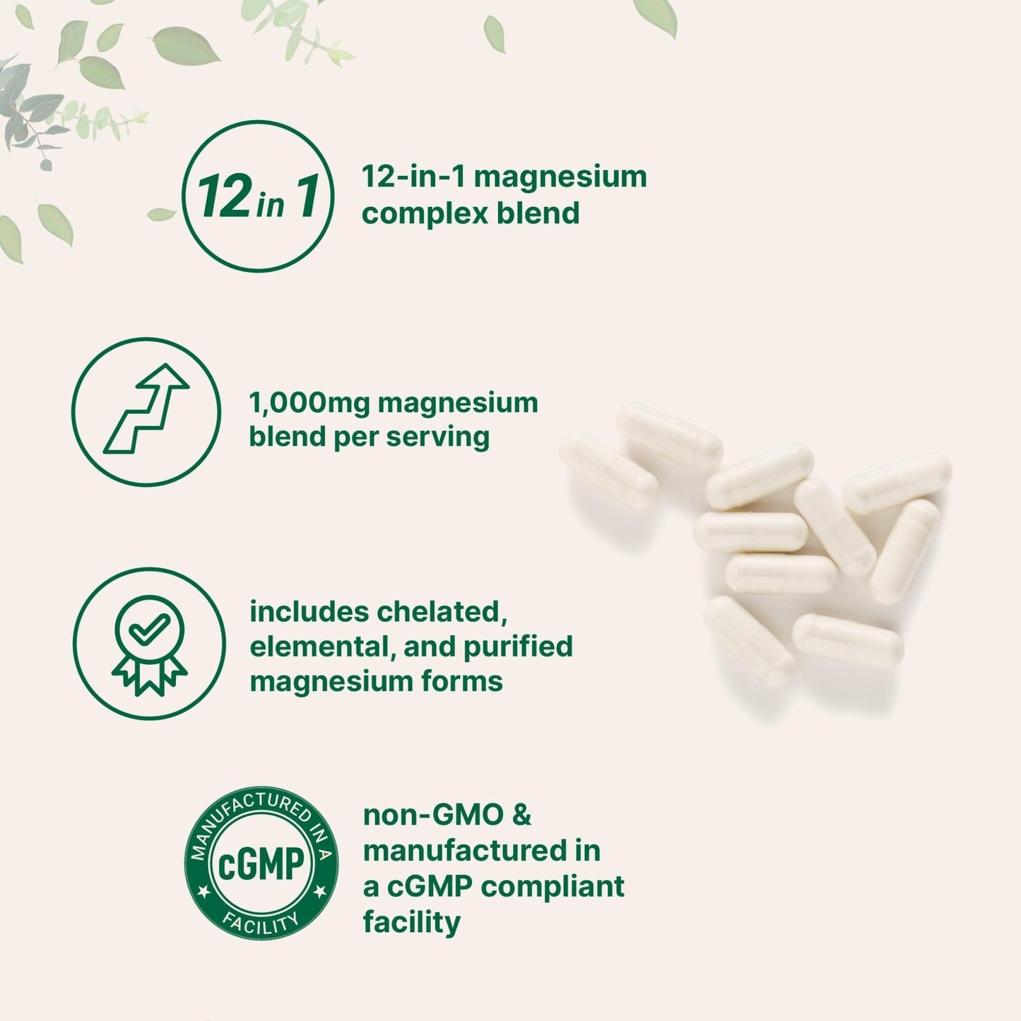 Micro Ingredients 12‑in‑1 Magnesium Complex 1000 mg, 240 Capsules – Magnesium Glycinate, Citrate, Taurate, Malate & More – High Absorption Formula for Men & Women – Chelated & Purified - Maple Wellness Supplements