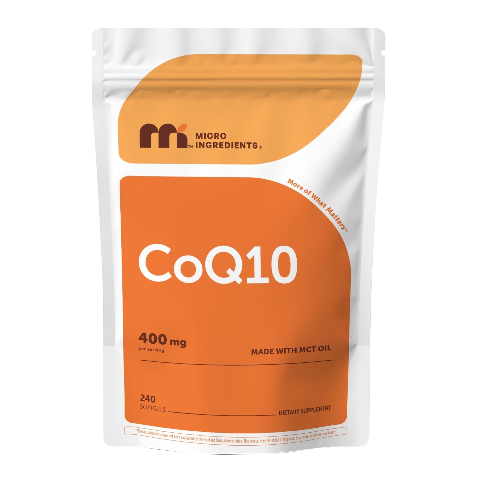 Micro Ingredients CoQ10 400 mg Per Serving, 240 Softgels | Made with Coconut MCT Oil | Coenzyme Q10 (Ubiquinone) | Non-GMO - Maple Wellness Supplements