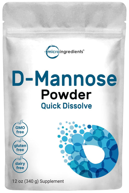 Micro Ingredients D Mannose Powder, Pure Mannose Supplement, Quick Water Soluble, Support Urinary Tract Cleanse & Bladder Health, Premium Mannose - Maple Wellness Supplements