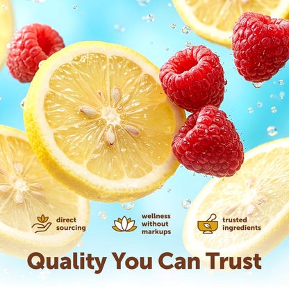 Micro Ingredients Electrolyte Powder, 2 lbs (139 Servings) | Lemon Raspberry Flavor | High Potassium (1,000mg) + Coconut Water & Real Lemon Juice - Maple Wellness Supplements