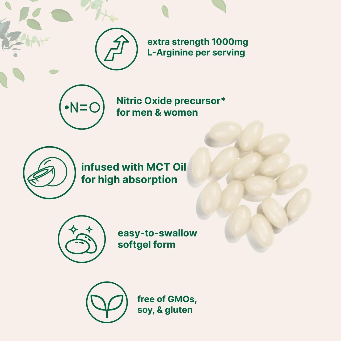 Micro Ingredients L-Arginine 1000mg with MCT Oil, 300 Softgels | Nitric Oxide Precursor* for Men & Women | Extra Strength Amino Acid Formula for Daily Wellness - Maple Wellness Supplements
