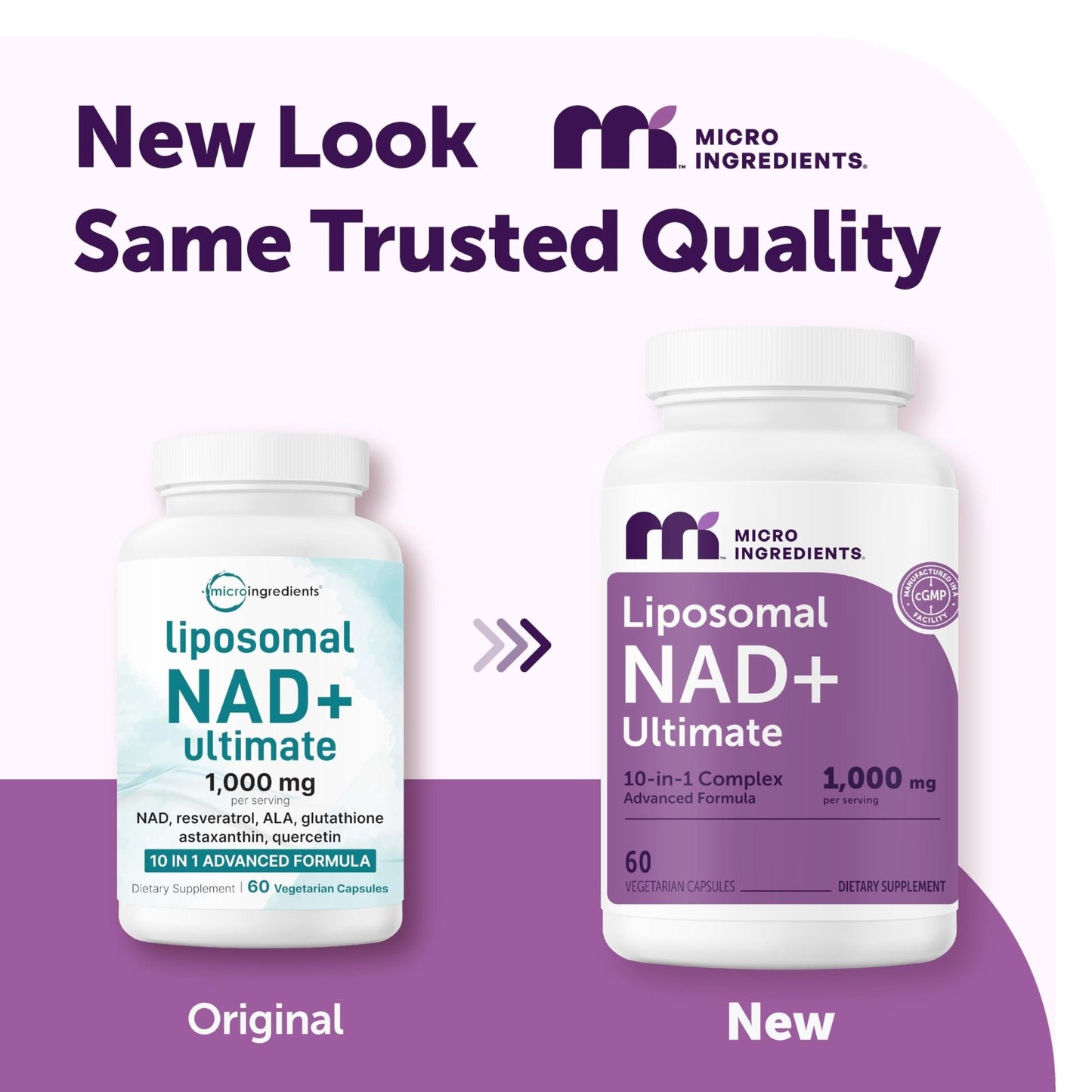 Micro Ingredients Liposomal NAD+ Ultimate Complex 1,000mg | 60 Veggie Capsules | NMN Pathway Formula | 10-in-1 with Resveratrol, Glutathione, & Astaxanthin - Maple Wellness Supplements