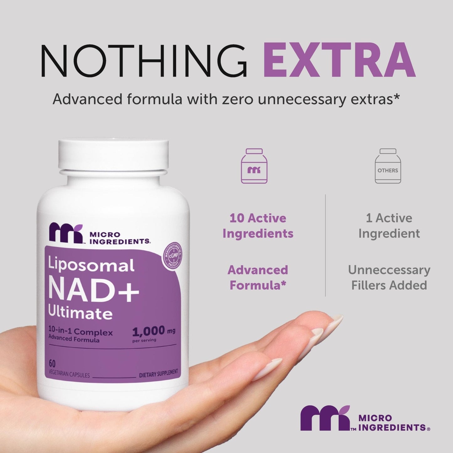 Micro Ingredients Liposomal NAD+ Ultimate Complex 1,000mg | 60 Veggie Capsules | NMN Pathway Formula | 10-in-1 with Resveratrol, Glutathione, & Astaxanthin - Maple Wellness Supplements