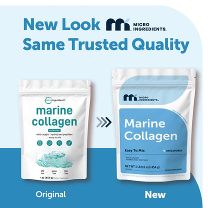 Micro Ingredients Marine Collagen Peptides Powder, 1 lb | Type I Marine Collagen + Natural Protein | Wild-Caught Fish Source - Maple Wellness Supplements