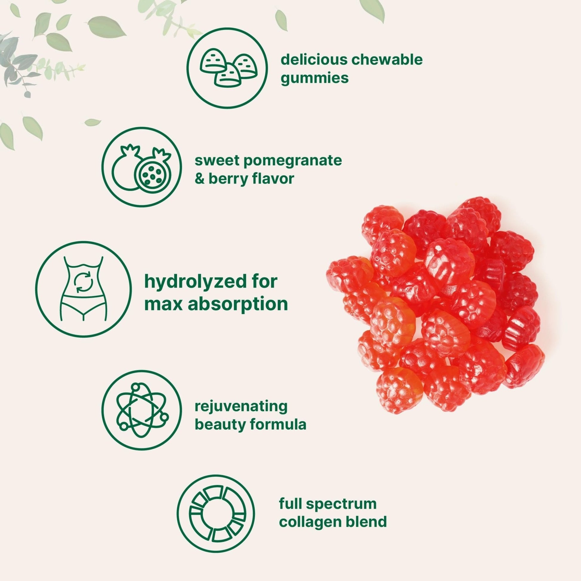 Micro Ingredients Multi Collagen Peptides, 120 Collagen Gummies | Type I,II,III,V,X Protein with Biotin, Hyaluronic Acid, & Vitamin C Complex | Pomegranate & Berry Flavored - Maple Wellness Supplements