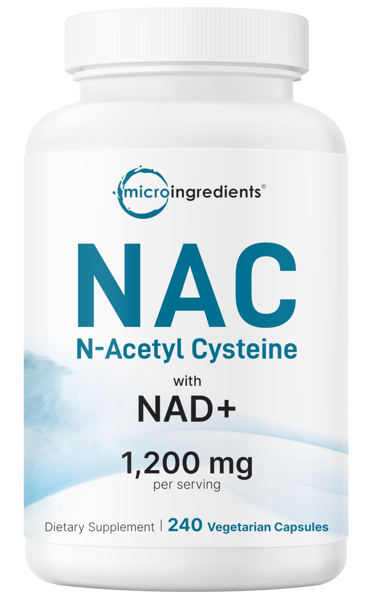 Micro Ingredients NAC with NAD+, 240 Vegetarian Capsules | 1,200 mg Per Serving | 2-in-1 N-Acetyl-L-Cysteine with Nicotinamide Adenine Dinucleotide - Maple Wellness Supplements