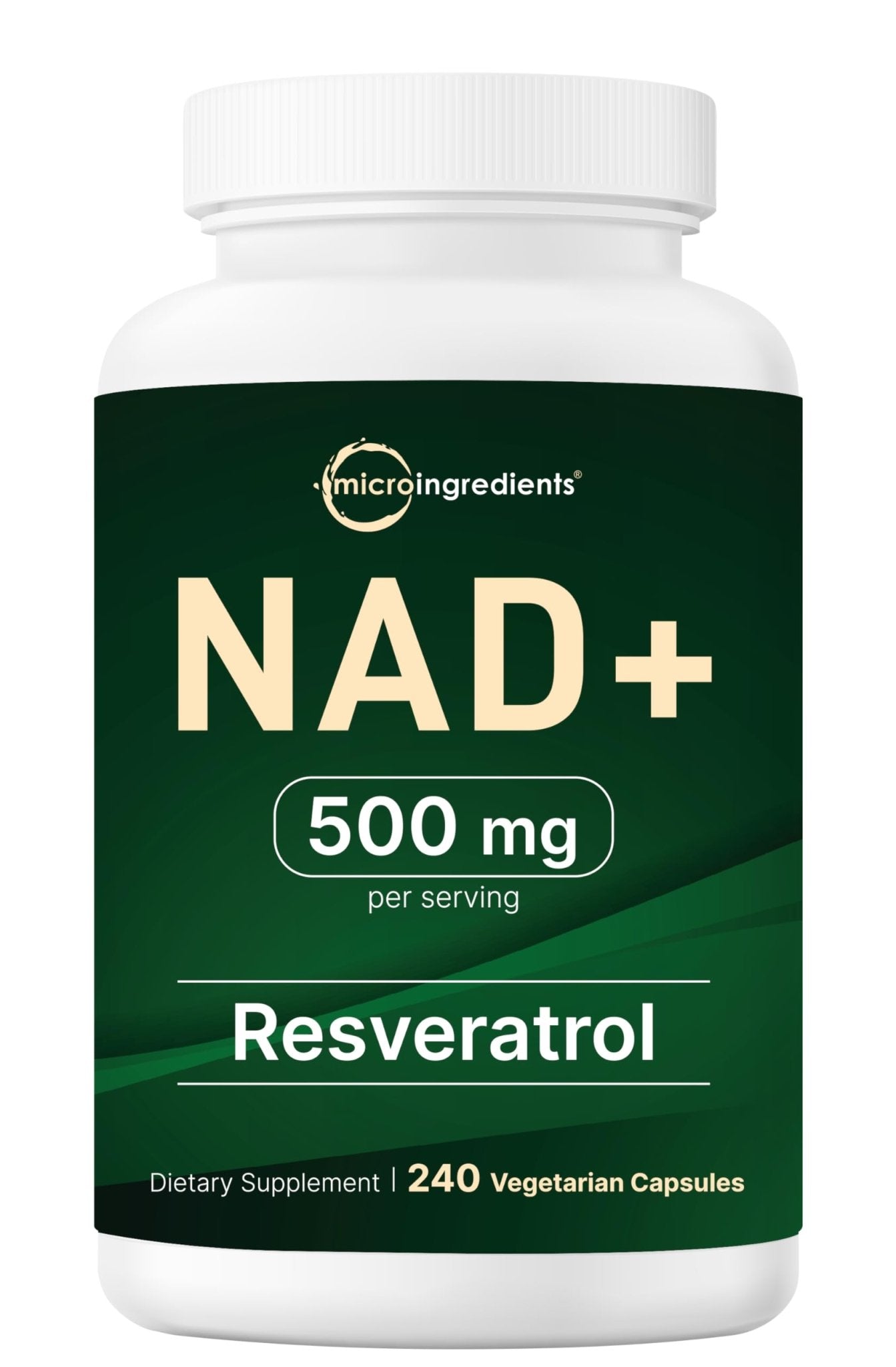 Micro Ingredients NAD+ 500mg with Resveratrol, 240 Veggie Capsules | 2-in-1 NAD Supplement for Women & Men | NMN Pathway Alternative | Non-GMO, Gluten Free - Maple Wellness Supplements