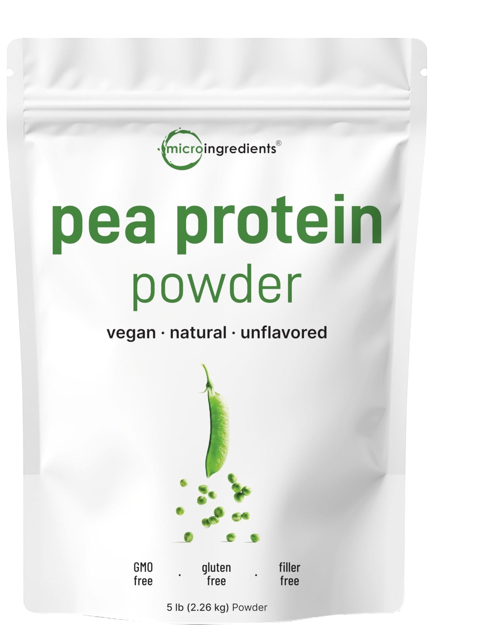Micro Ingredients North American Grown, Pea Protein Powder, 5 Pounds | Plant Based, Unflavored | Complete Vegan Protein Source with BCAAs & EAAs – 27g Serving | Non-GMO, Keto Friendly - Maple Wellness Supplements
