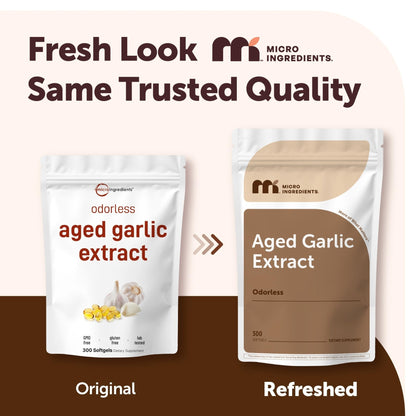 Micro Ingredients Odorless Garlic, 300 Softgels | 2 Years Aged Garlic Extract | Grown Allium Sativum Bulb - Maple Wellness Supplements