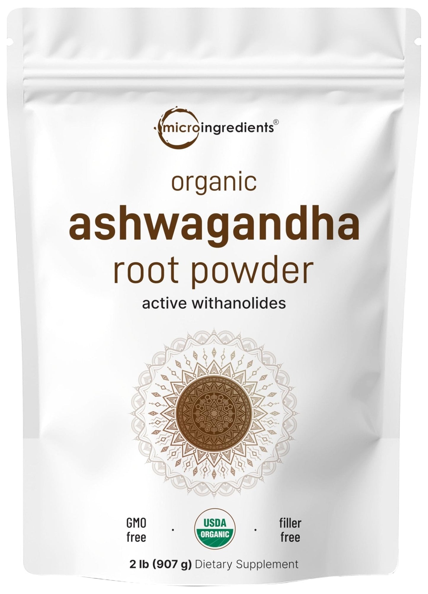 Micro Ingredients Organic Ashwagandha Root Powder | 2 Pound, No Filler, No Additives, Highly Purified | Active Withanolides, Adaptogenic Ayurvedic Herbal Supplements, Gluten Free, India Origin - Maple Wellness Supplements