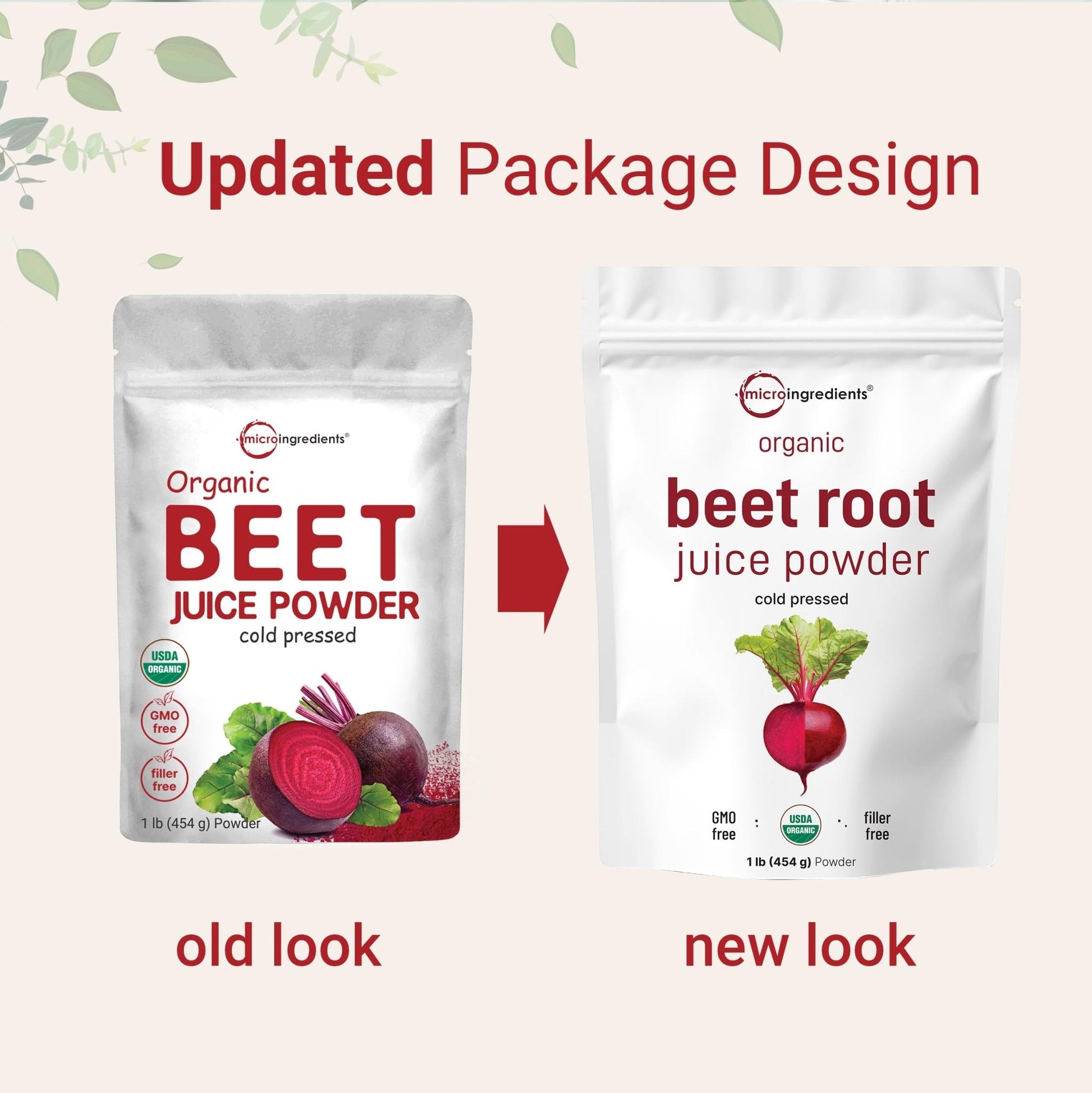 Micro Ingredients Organic Beet Root Juice Powder, 1 Pound | Cold Pressed, Water Soluble, High Concentrated Raw Beet Supplement | Superfood Drink Mix - Maple Wellness Supplements