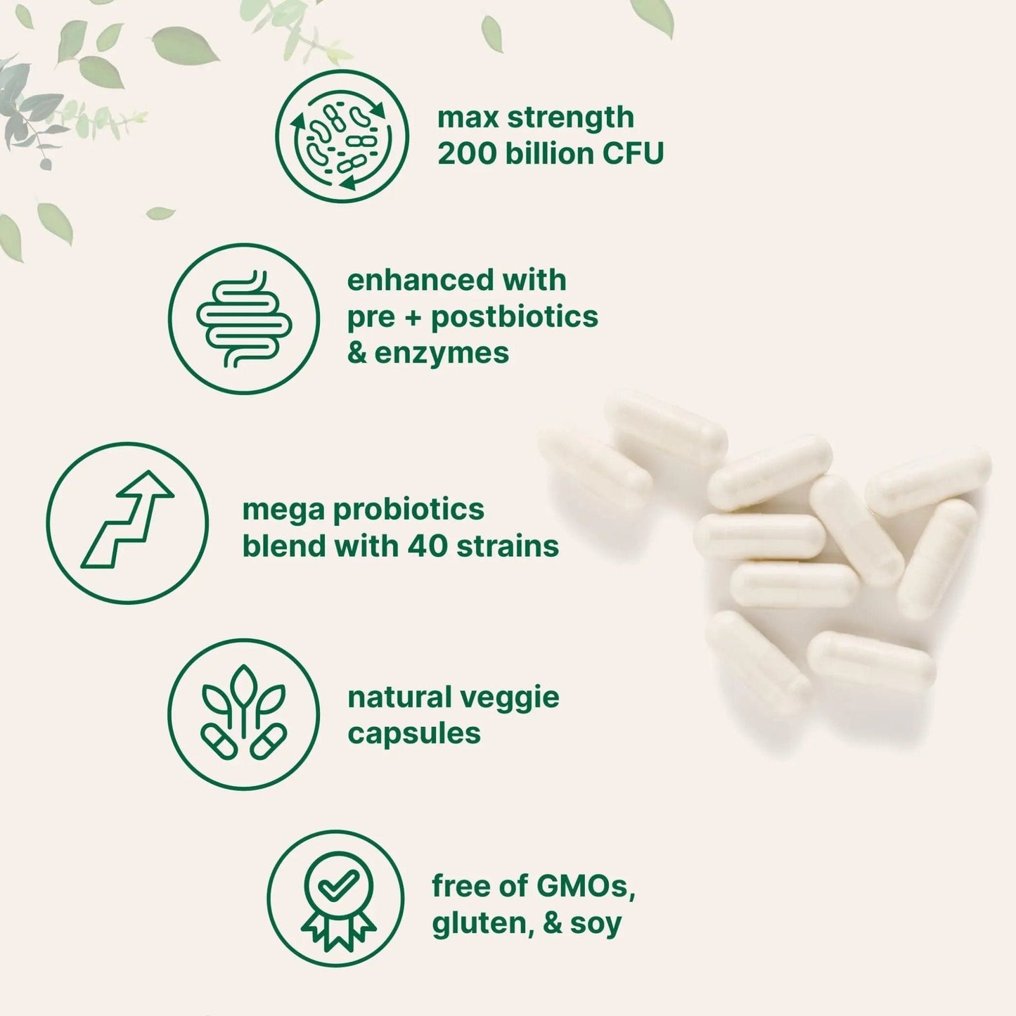 Micro Ingredients Probiotics 200 Billion CFU, 120 Veggie Capsules | Mega Probiotics for Men & Women | 40 Strains with Prebiotics, Postbiotics & Digestive Enzymes | Gut, Immune & Digestive Health - Maple Wellness Supplements