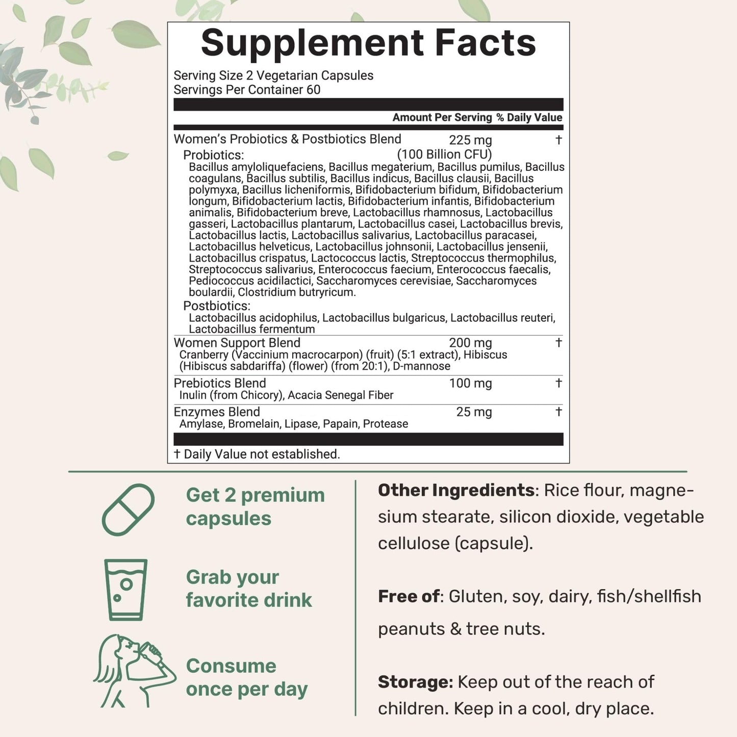 Micro Ingredients Probiotics for Women 100 Billion CFU with Prebiotics, 120 Veggie Capsules | pH Balance, Urinary Tract, Vaginal & Gut Health Support* - Maple Wellness Supplements