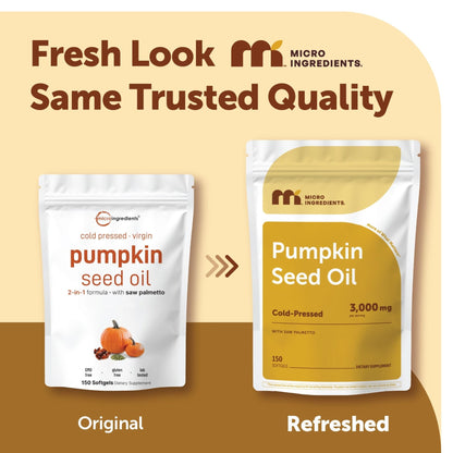 Micro Ingredients Pumpkin Seed Oil with Saw Palmetto, 150 Softgels | Cold Pressed, Pure Virgin Oil, Essential Fatty Acids, & Phytosterols - Maple Wellness Supplements