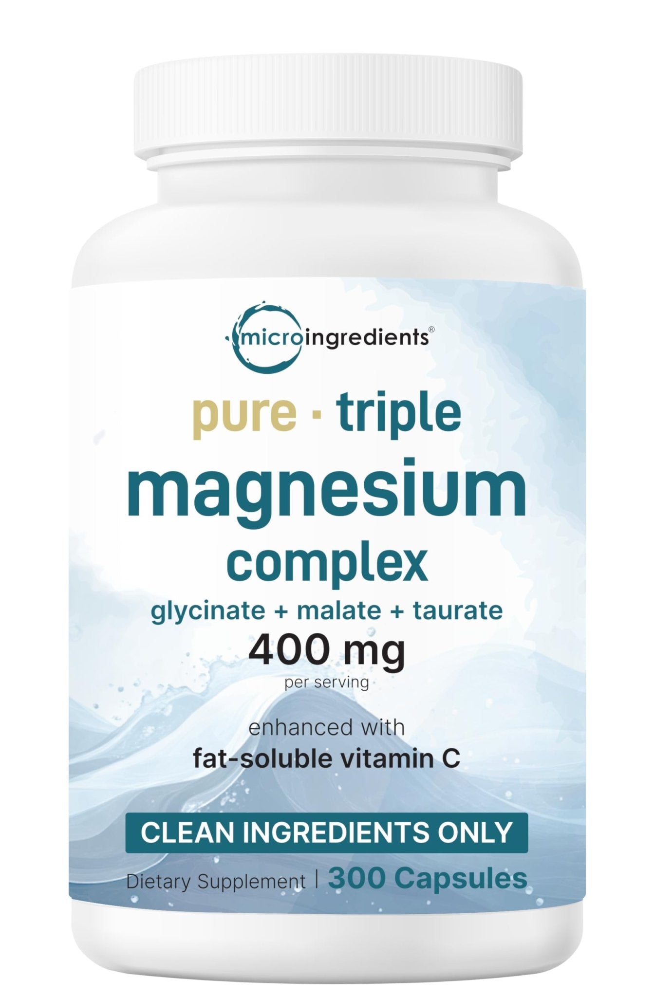 Micro Ingredients Pure Magnesium Complex, 300 Capsules | Triple Magnesium Glycinate, Malate, Taurate with Vitamin C | 100% Chelated | Supports Muscles - Maple Wellness Supplements
