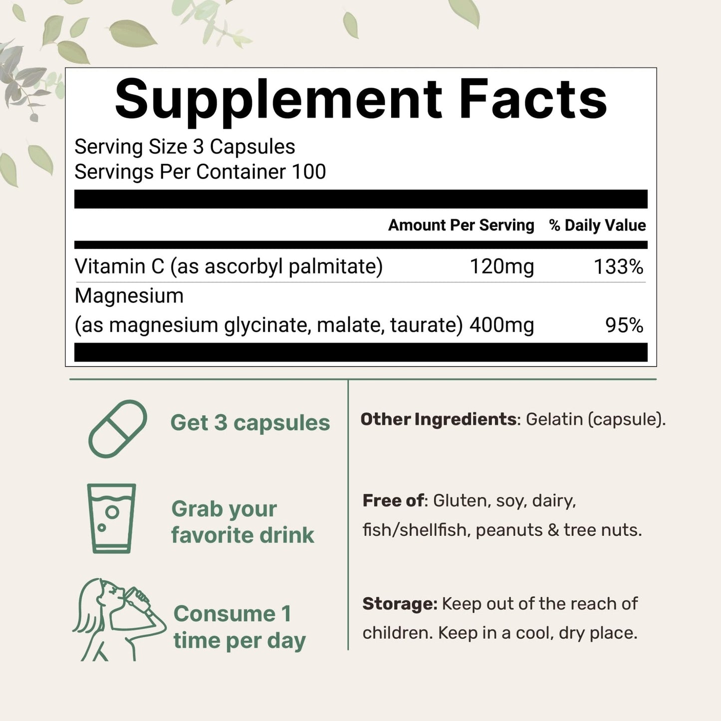 Micro Ingredients Pure Magnesium Complex, 300 Capsules | Triple Magnesium Glycinate, Malate, Taurate with Vitamin C | 100% Chelated | Supports Muscles - Maple Wellness Supplements