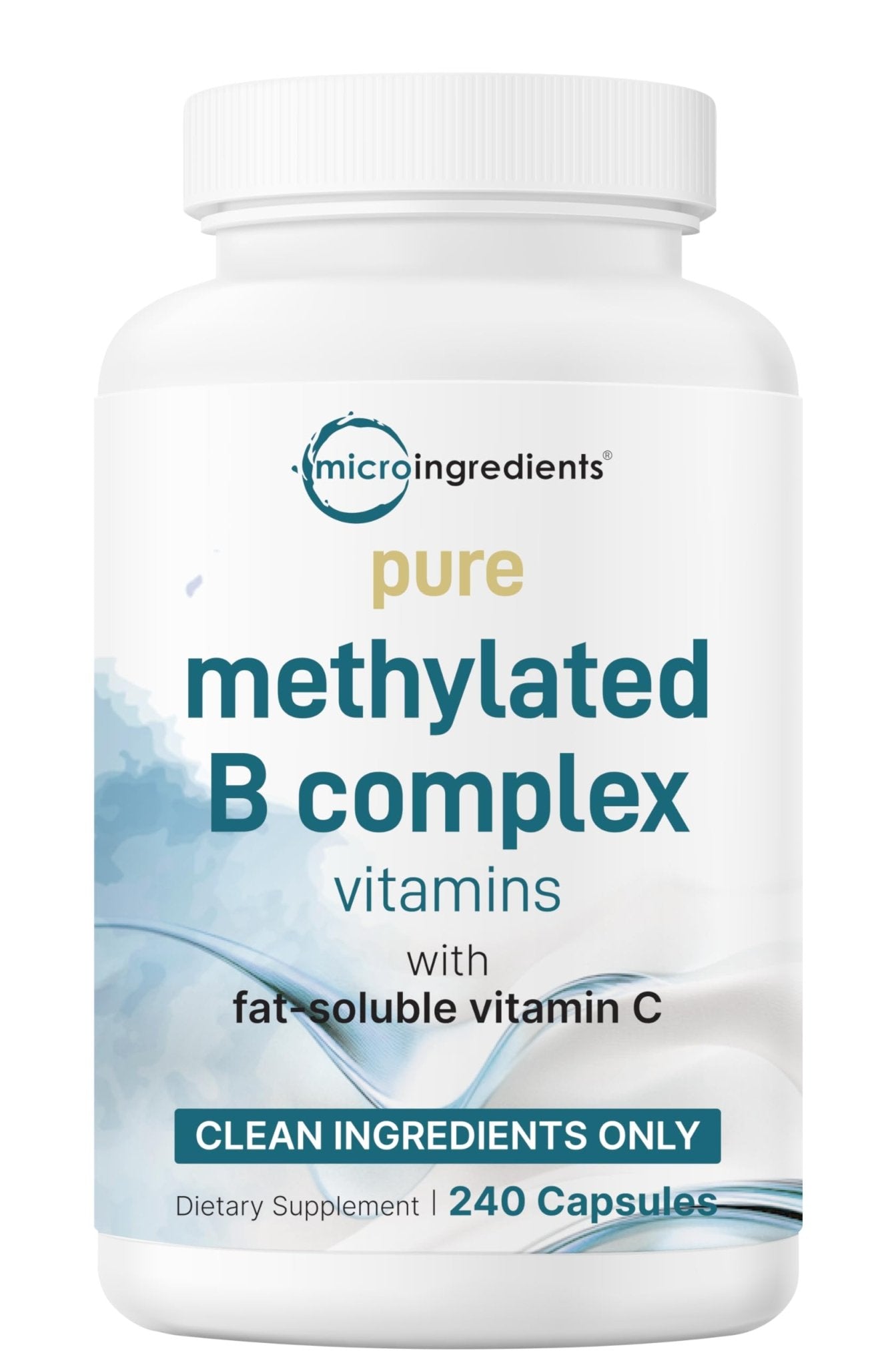 Micro Ingredients Pure Methylated B Complex, 240 Capsules | 11-in-1 Formula with Methylfolate, B12, Thiamin, Inositol, Choline, & Fat Soluble Vitamin C - Maple Wellness Supplements
