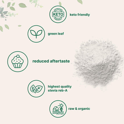 Micro Ingredients Pure Organic Stevia Powder, 8 Ounces, 1418 Serving, Highest Grade Stevia Green Leaf Extract Reb-A, Reduced Bitter Aftertaste, 0 Calorie, Natural Sweetener - Maple Wellness Supplements