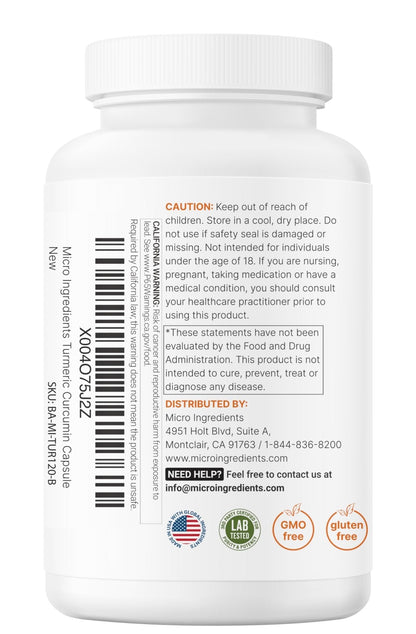 Micro Ingredients Pure Turmeric Curcumin Supplement 1,000mg – 95% Curcuminoids with Black Pepper & Ginger – High Absorption for Joint & Antioxidant Support - Maple Wellness Supplements
