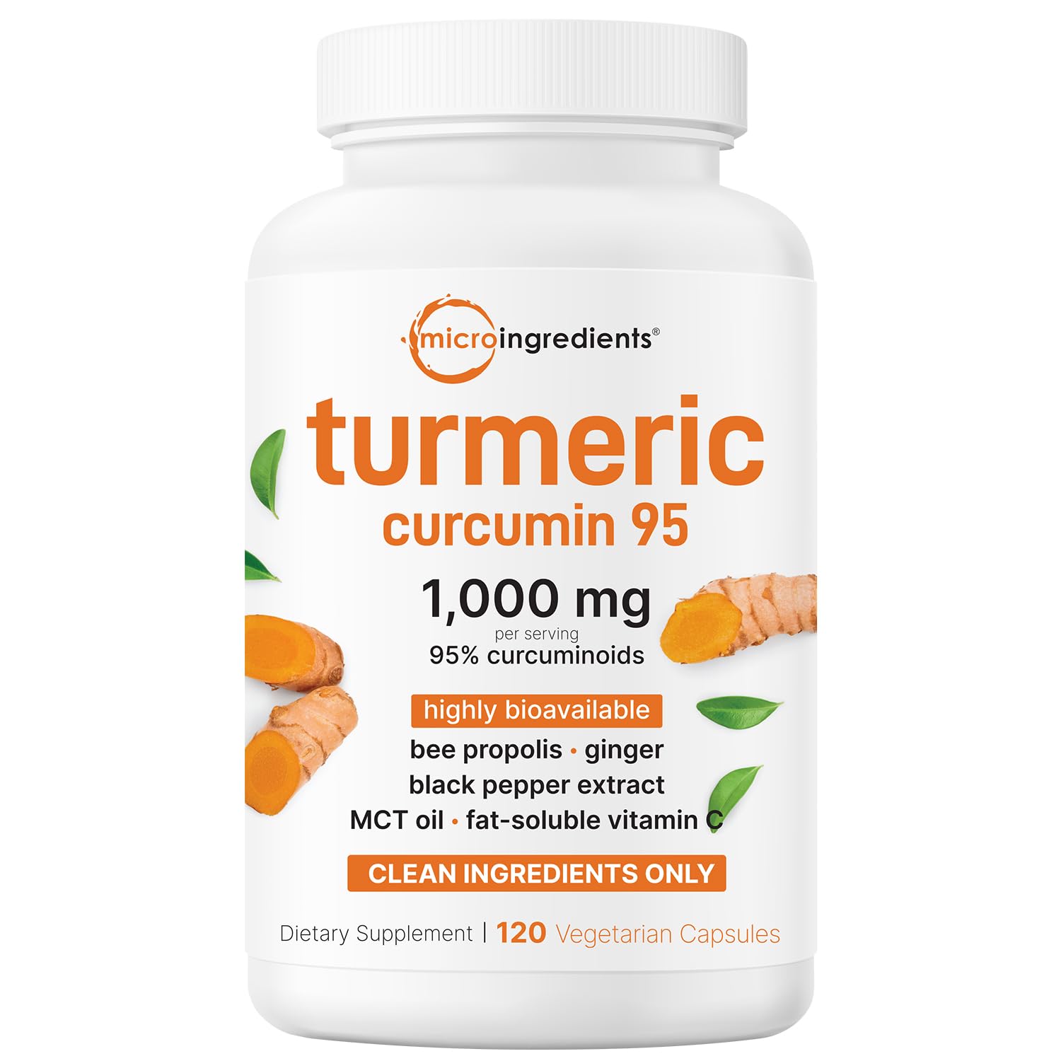 Micro Ingredients Pure Turmeric Curcumin Supplement 1,000mg – 95% Curcuminoids with Black Pepper & Ginger – High Absorption for Joint & Antioxidant Support - Maple Wellness Supplements