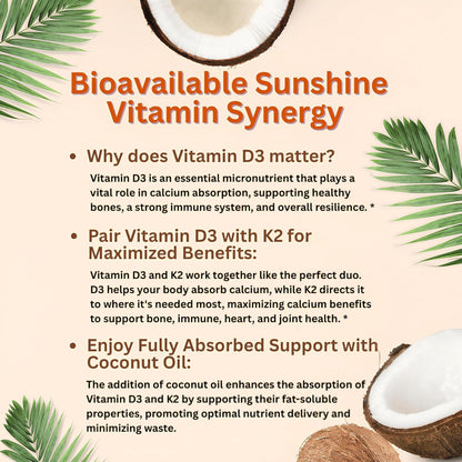 Micro Ingredients Vitamin D3 10,000 IU + K2 MK-7 200 mcg, 300 Softgels with Virgin Coconut Oil | 2-in-1 Vitamins D & K Complex - Maple Wellness Supplements