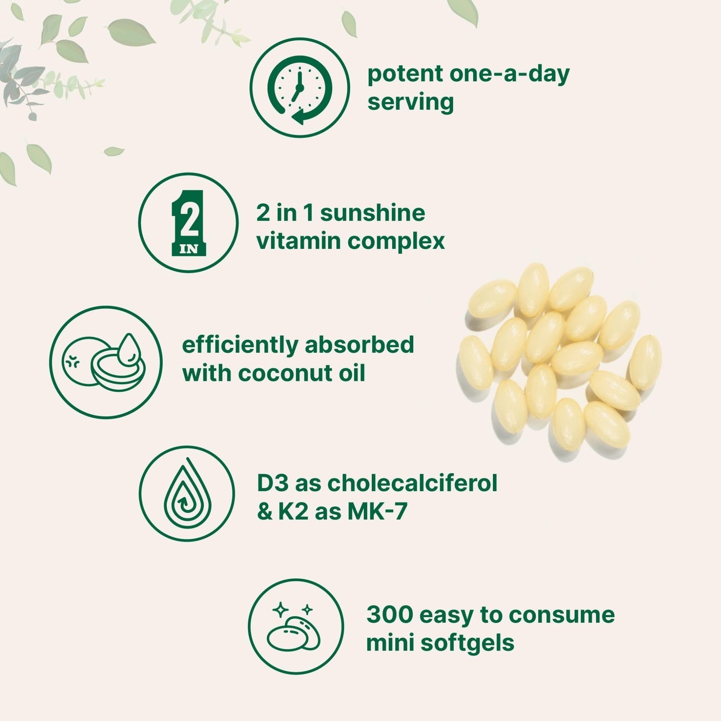 Micro Ingredients Vitamin D3 5000 IU Plus K2 (MK-7) 100 mcg, 300 Virgin Coconut Oil Softge - Maple Wellness Supplements