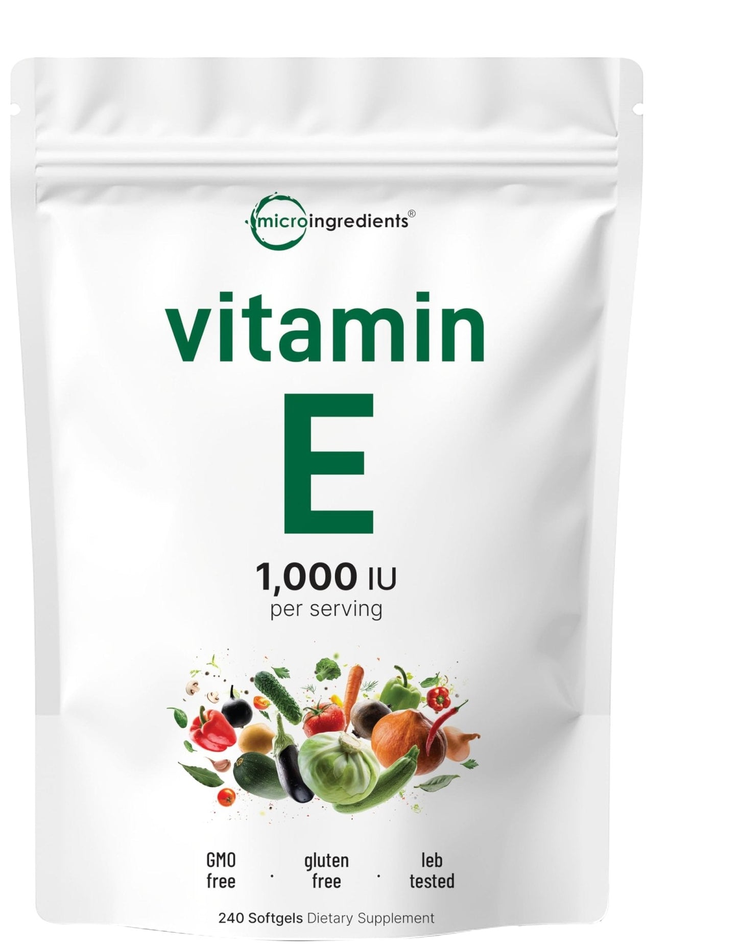 Micro Ingredients Vitamin E 1000 IU, 240 Softgels | Pure Vitamin E Oil Pills | Antioxidant Supplements for Skin and Face | Non-GMO, Gluten Free - Maple Wellness Supplements