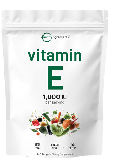 Micro Ingredients Vitamin E 1000 IU, 240 Softgels | Pure Vitamin E Oil Pills | Antioxidant Supplements for Skin and Face | Non-GMO, Gluten Free - Maple Wellness Supplements
