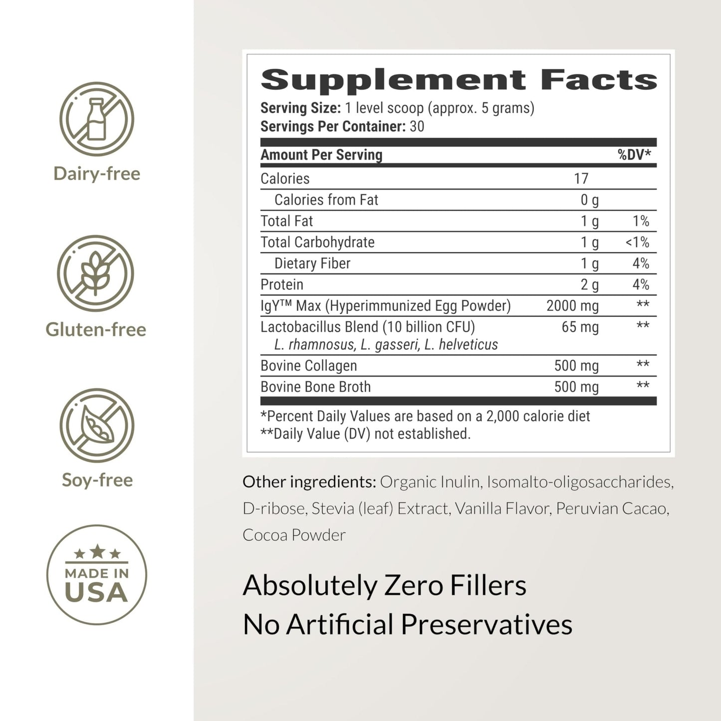 Microbiome Breakthrough Gut Support Powder Chocolate Flavor With Lactobacillus Strains, Bone Broth & Collagen Source of L-Glutamine Supports Digestive Comfort, Gas & Bloating Relief 30 Servings* - Maple Wellness Supplements