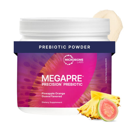 Microbiome Labs MegaPre Prebiotic Fiber Powder for Women, Men & Kids - Pineapple Orange Guava Prebiotic Fiber Supplement Powder with Clinically Tested Oligosaccharides - Maple Wellness Supplements