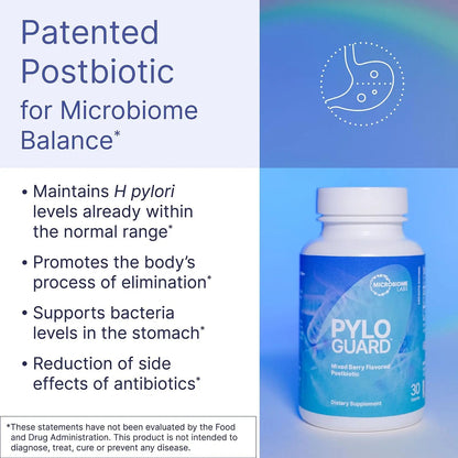 Microbiome Labs PyloGuard - Patented L reuteri DSM17648 to Improve Digestive Comfort - Gut Health & Immune Support Supplement - Postbiotic (30 Capsules) - Maple Wellness Supplements