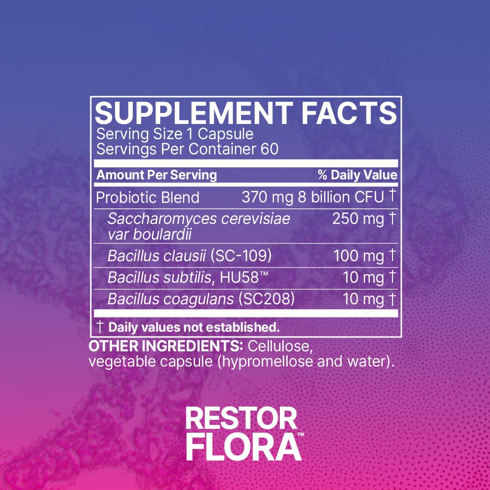 Microbiome Labs Restorflora Probiotics for Digestive Health - Gut Health Supplements with Dual Action Probiotics for Women & Men - Maple Wellness Supplements