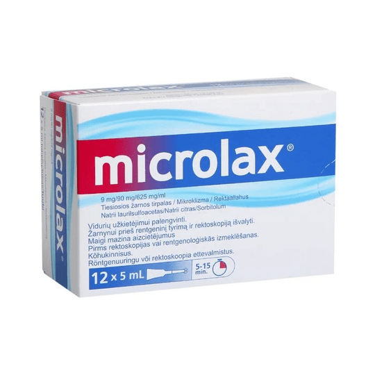 Microlax 625mg+90mg+9mg/ml, 5ml, rectal solution, 12 Tubes - Maple Wellness Supplements