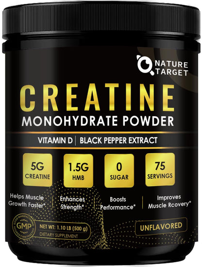 Micronized Creatine Monohydrate for Women and Men, Creatine Powder for Men-Women for Improve Performance and Strength, Support Muscle Growth and Workout Recovery, 6.5g per Servings, 75 Servings - Maple Wellness Supplements