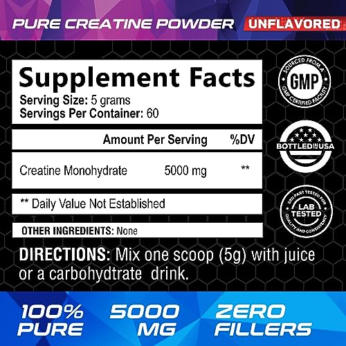 Micronized Creatine Monohydrate Powder - 100% Pure Unflavored Creatine Powder - Maple Wellness Supplements