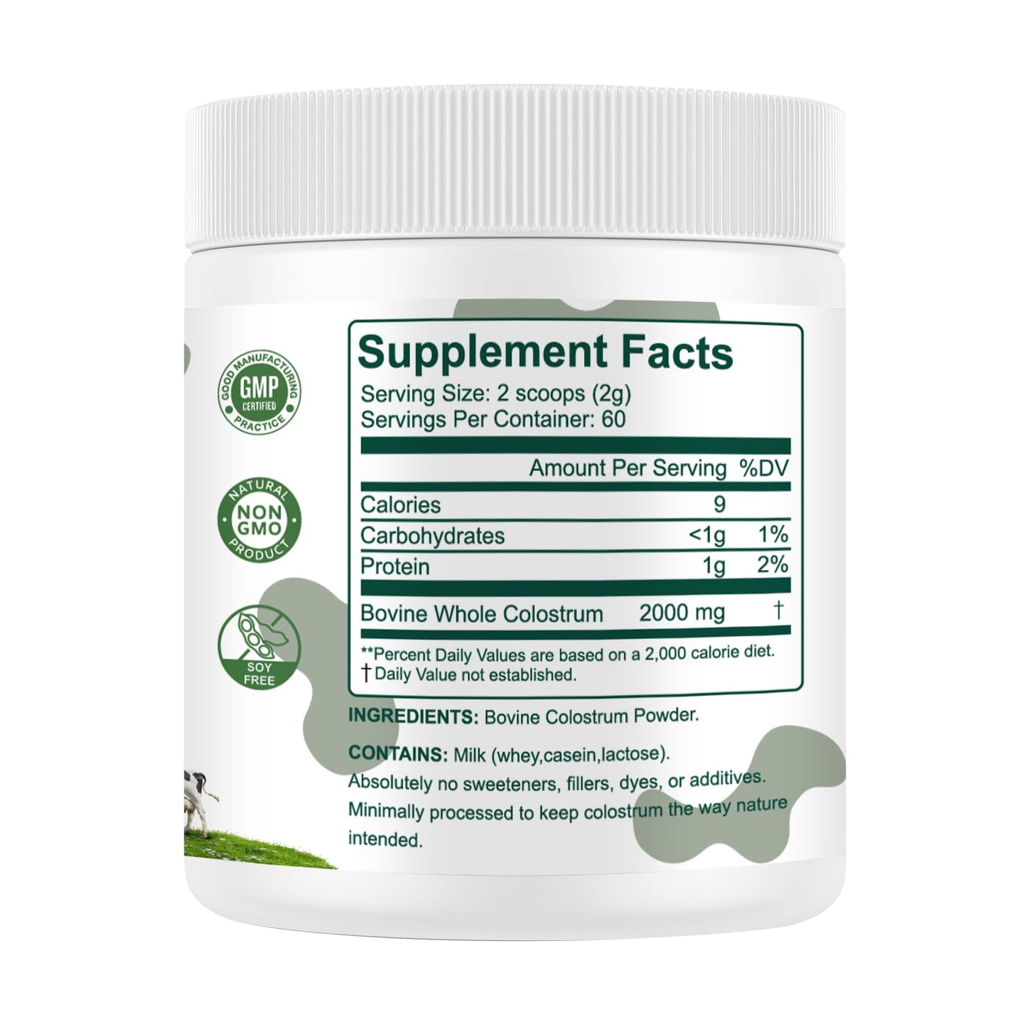 MICYDELAS Bovine Colostrum Supplement Powder 50% IgG Premium Bovine Colostrum for Gut Health Support, Immune Support, Muscle Recovery & Overall Wellness, Grass Fed, Non-GMO, Unflavored, 60 Servings - Maple Wellness Supplements