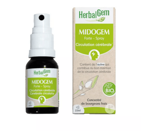 Midogem Forte Spray 10 ml Complexe circulation cérébrale / Migraines BIO GC25 HERBALGEM - Maple Wellness Supplements