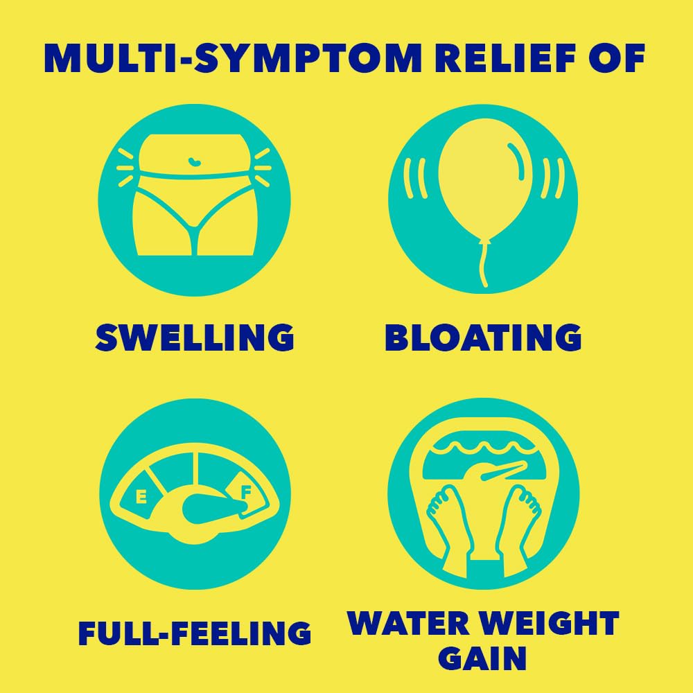 Midol Bloat Relief Caplets with Pamabrom, Relieve Bloating Symptoms Before and During Your Period, Provides Up to 6 Hours of Relief for Women, 60 Count - Maple Wellness Supplements