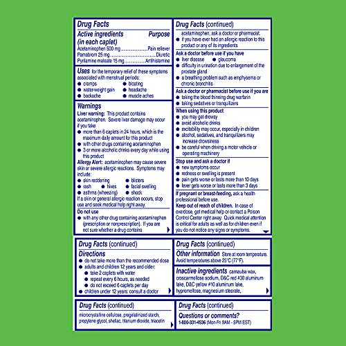 Midol Complete Caffeine Free Caplets 24ct: Midol Complete Caffeine Free Menstrual Pain Relief Caplets with Acetaminophen, Provides Headache Relief and Period Cramps Relief, 24 Count - Maple Wellness Supplements