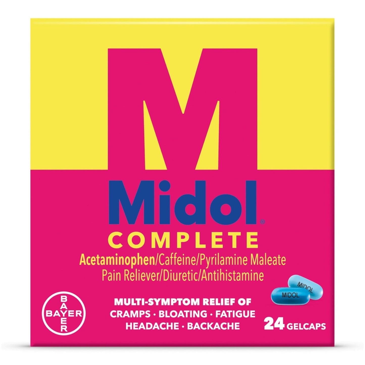 Midol Complete Gelcaps 24ct: Midol Complete Menstrual Pain Relief Gelcaps with Acetaminophen for Menstrual Symptom, PMS Relief, and Period Cramp Relief - 24 Count - Maple Wellness Supplements