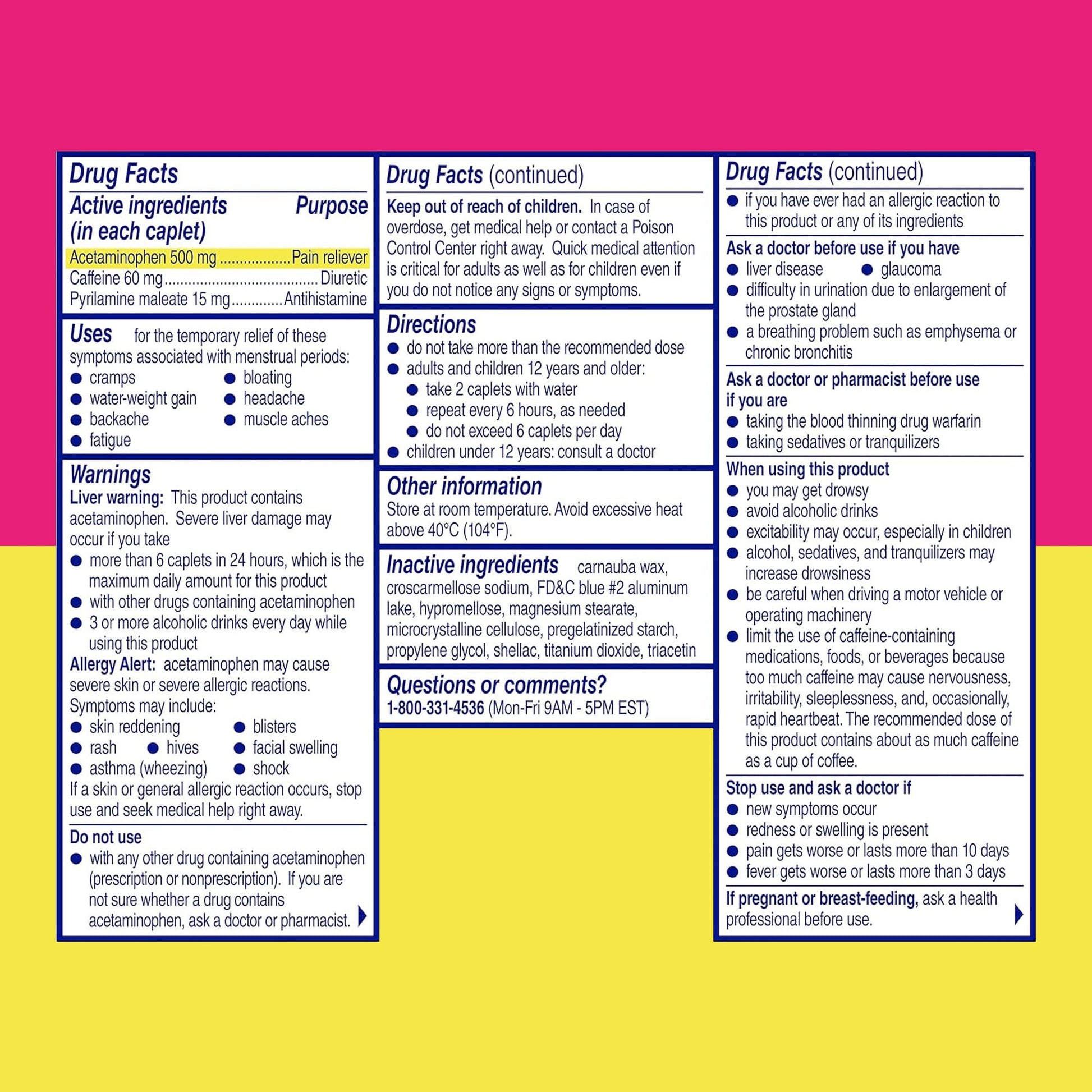 Midol Complete Menstrual Pain Relief Caplets, 40 Count - Provides Cramp, Headache, and Bloating Relief - Maple Wellness Supplements