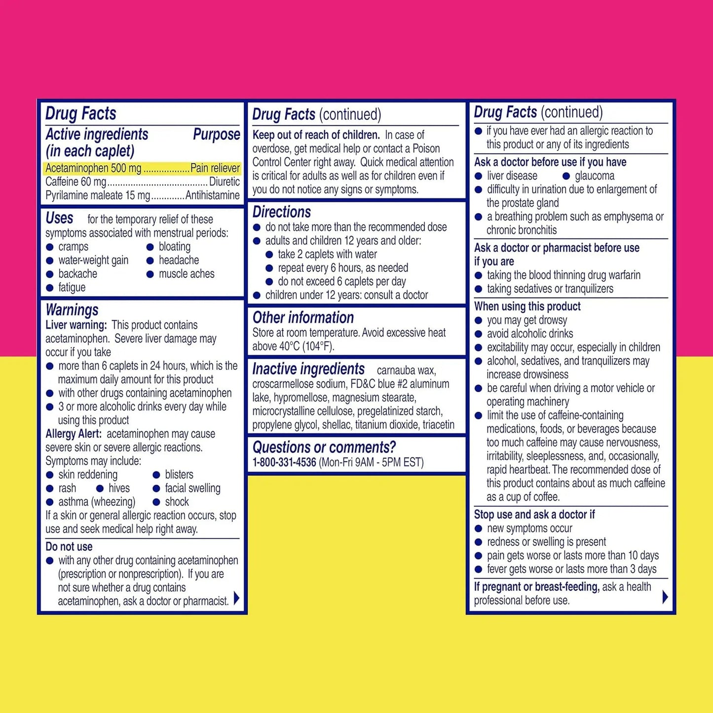 Midol Complete Menstrual Pain Relief Caplets with Acetaminophen for Period Cramps, and Menstrual Symptom Relief - 40 Count (Pack of 3) (Packaging May Vary) - Maple Wellness Supplements