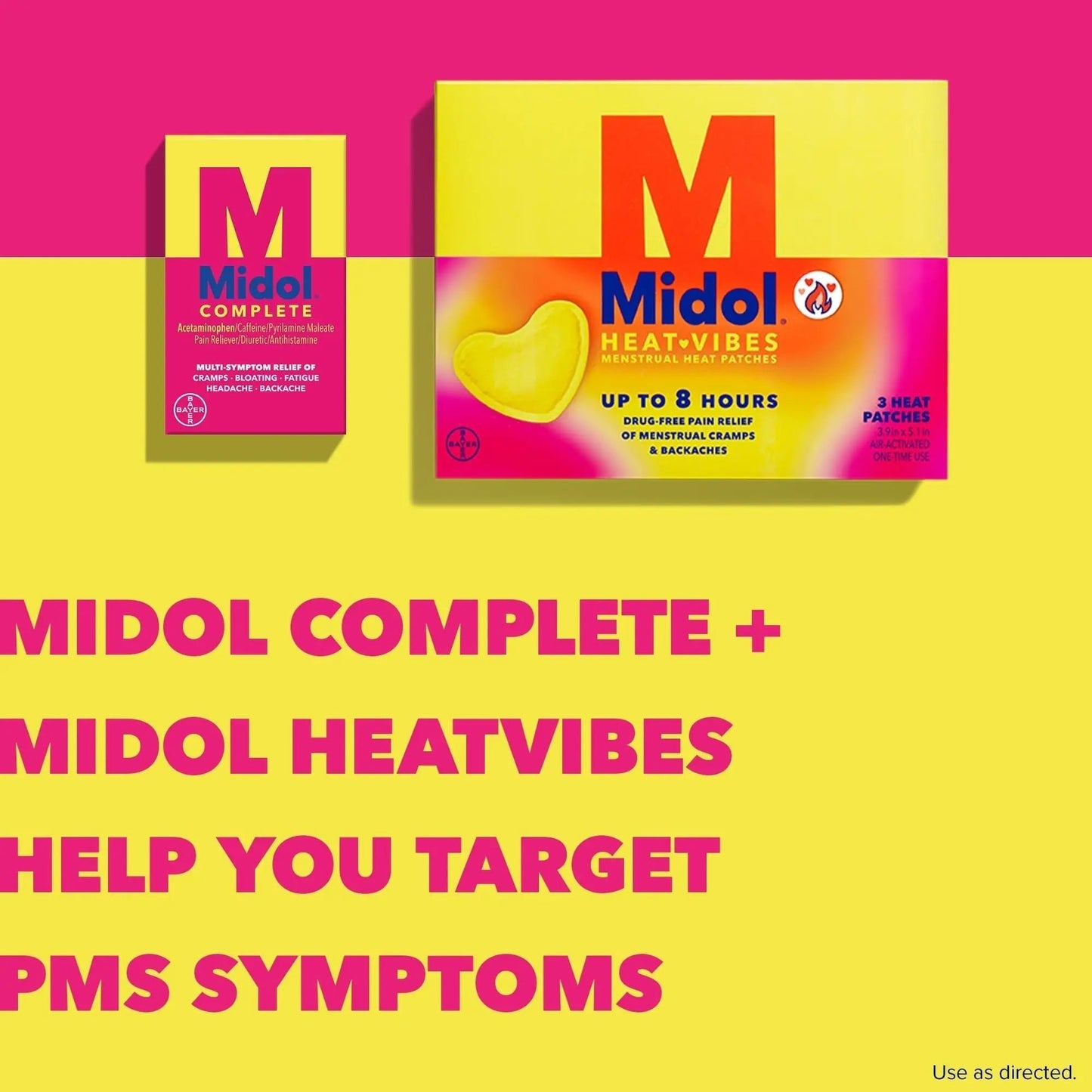 Midol Complete Menstrual Pain Relief Caplets with Acetaminophen for Period Cramps, and Menstrual Symptom Relief - 40 Count (Pack of 3) (Packaging May Vary) - Maple Wellness Supplements