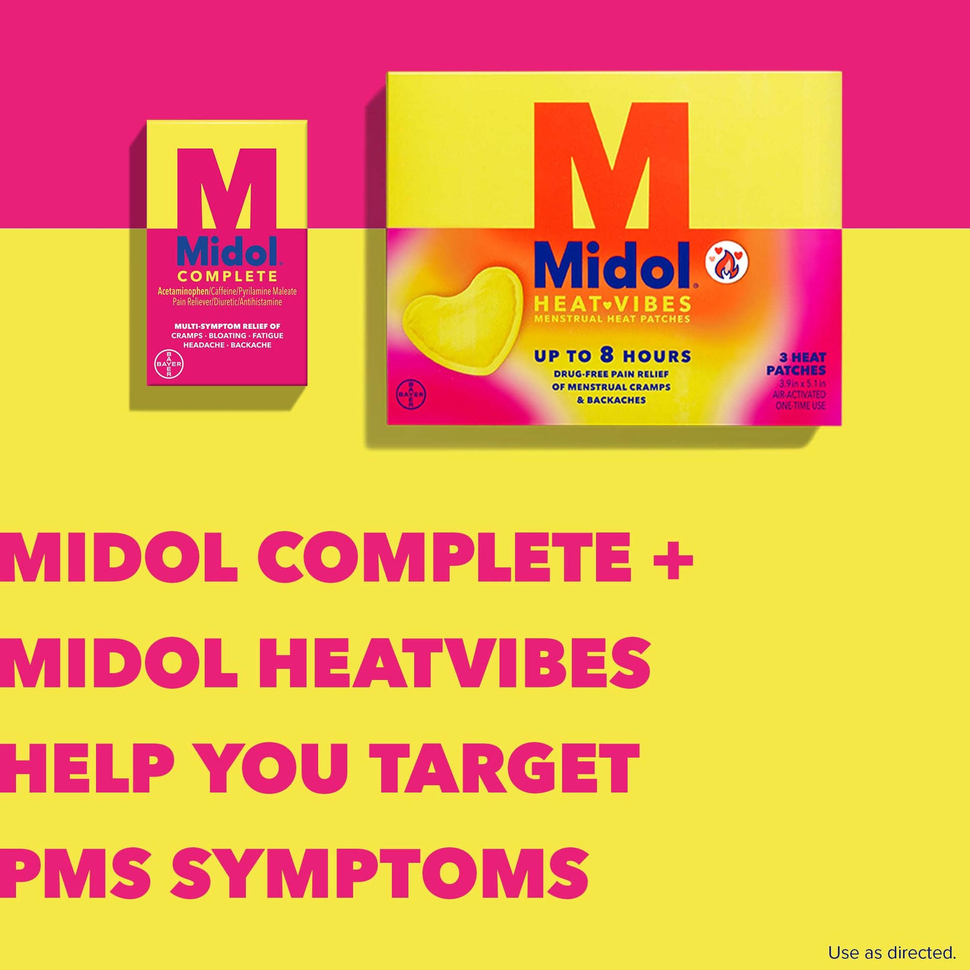 Midol Complete On The Go Caplets with Acetaminophen for Menstrual Symptom Relief, Period Cramp and Menstrual Pain Relief, 50 Count (25 Pouches of 2) - Maple Wellness Supplements