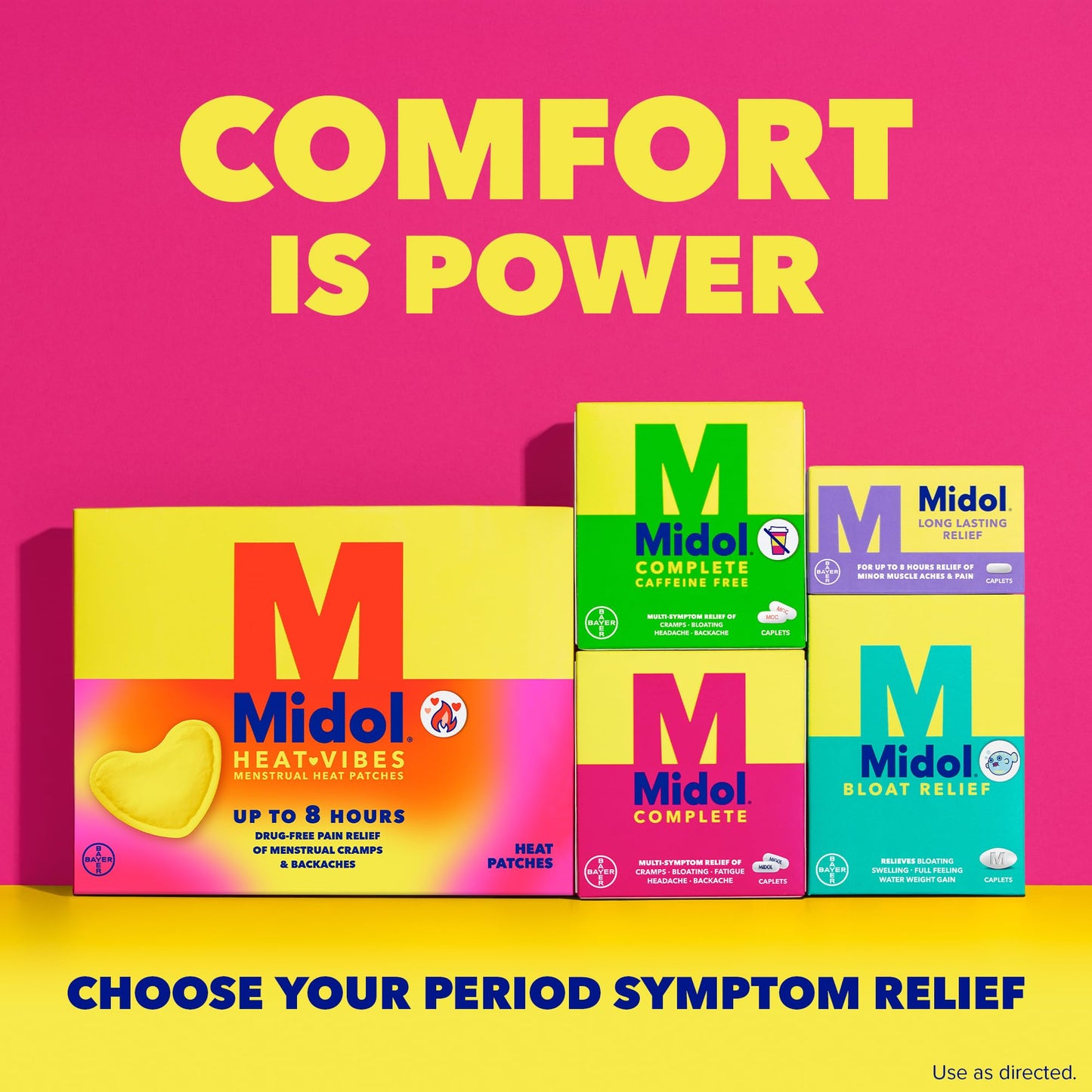 Midol Complete On The Go Caplets with Acetaminophen for Menstrual Symptom Relief, Period Cramp and Menstrual Pain Relief, 50 Count (25 Pouches of 2) - Maple Wellness Supplements