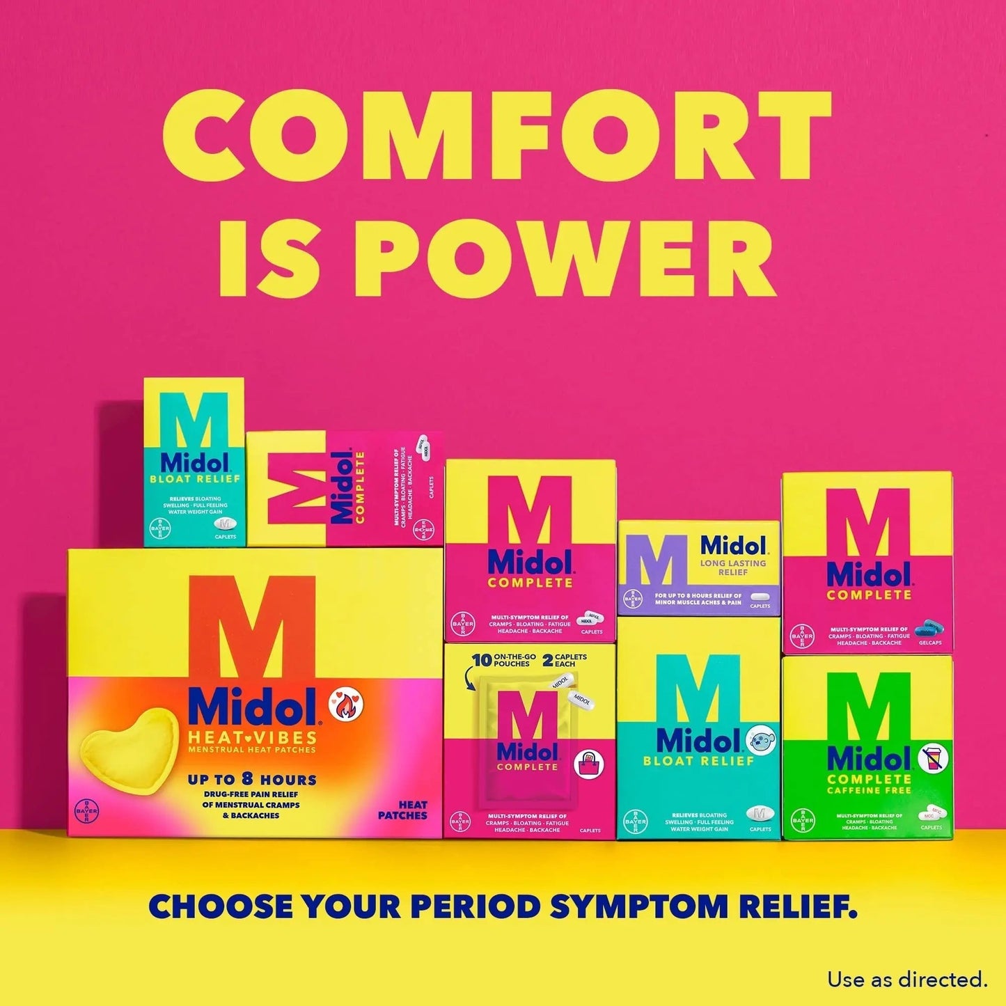 Midol Long Lasting Relief 20ct: Midol Long Lasting Relief, Menstrual Symptom Reliever & Fever Reducer, Caplets with Acetaminophen for Menstrual Pain Relief - 20 Count (Packaging May Vary) - Maple Wellness Supplements