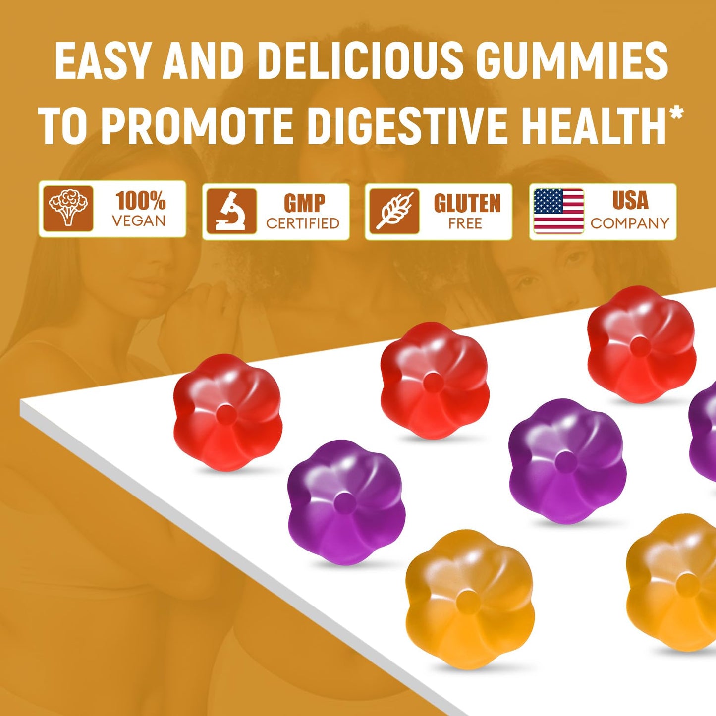 Migcopat 10G Fiber Gummies with Probiotics, Fiber Supplement with 30 Billion CFU Probiotics Blend, ACV, Vitamin C, Inulin - Support Digestive Health - Maple Wellness Supplements