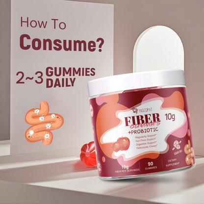 Migcopat Fiber Gummies with Probiotics,10G Fiber per Serving No Sugar Added Apple Flavor, with 10 Billion CFU Probiotics Blend, Apple Cider Vinegar, - Maple Wellness Supplements